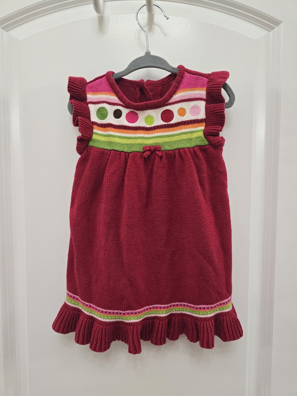 Gymboree Red Knit Dress with Multicolor Dot Trim